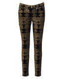 The Skinny Ankle Brocade Velvet Jeans