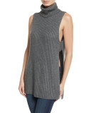 Shaker-Knit Turtleneck Apron Top
