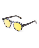 Toulouse Mirrored Flat-Lens Sunglasses, Black/Gray