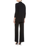 Chiffon-Trim 3/4-Sleeve Cardigan 