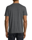 Raw-Edge V-Neck Tee, Heather Gray