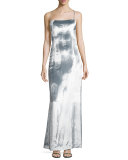 Velvet Sleeveless Mermaid Gown, Silver