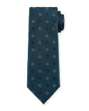 Box-Pattern Woven Silk Tie, Green