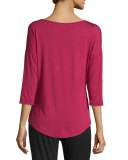 Talco 3/4-Sleeve Lounge Top, Deep Ruby