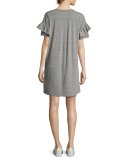 The Ruffle Roadie T-Shirt Dress, Gray/Red