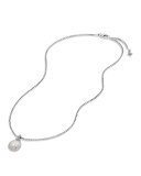 Petite Cerise Pearl Pendant Necklace w/Pave Diamonds
