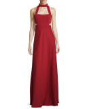 Sleeveless Cutout Georgette Gown, Redwood