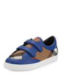 Heacham Check Canvas Sneaker, Blue/Tan, Youth
