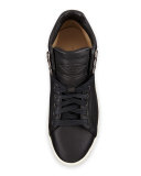 Kent Leather Mid-Top Sneaker, Black