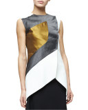 Sleeveless Textured Colorblock Top