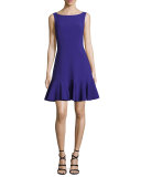 crepe sleeveless flounce dress, night blue