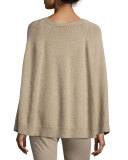 Knit Cashmere Cape-Sleeve Sweater, Oatmeal