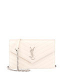 Monogram Small Matelassé Envelope Chain Wallet, White