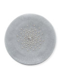 Aubrey Studded Wool Beret, Gray/Silver