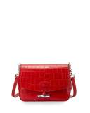 Roseau Crocodile-Embossed Crossbody Bag