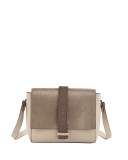 Medium Tricolor Flap Shoulder Bag, Medium Beige