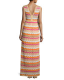 Sleeveless Zigzag Maxi Dress, Multi