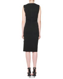 Sleeveless Zip-Trim Sheath Dress