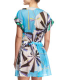Parasol Hammered Silk Coverup Dress, Turquoise (Turchese)