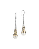 Dot Silver & 18k Gold Pearl Drop Earrings