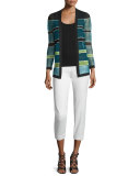 Mid-Rise Slim-Leg Cropped Pants, Ivory
