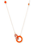 Orange Enamel & Sapphire Necklace with Diamonds