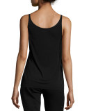Silk Jersey Long Slim Camisole, Black