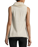 Sharry Sleeveless Turtleneck Pullover, Cream