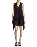 Sleeveless Embellished Short Caftan Dress, Maroon