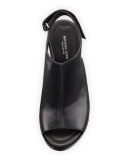 Maeve Leather Open-Toe Bootie, Black