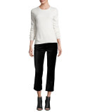 Cropped Boot-Cut Velvet Jeans, Black