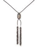 Leather Chain Tassel Necklace, Black/Silver