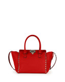 Rockstud Rolling Small Double-Handle Tote Bag, Red