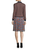 Carinna Ribbon Stripe Silk Top, Rickrack Khaki