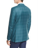 Plaid Wool Two-Button Sport Coat, Green