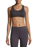 Vision Mesh-Back Sports Bra, Charcoal