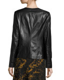 Maris Lambskin Peplum Jacket, Black