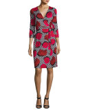 New Julian Two Jersey Wrap Dress, Poppy Chain Rose