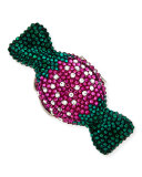 Strawberry Crystal Candy Pillbox, Silver/Strawberry