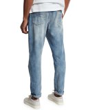Leisure-Fit Straight-Leg Denim Jeans, Light Blue