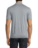Cotton/Silk Short-Sleeve Polo Shirt, Heather Gray