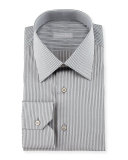 Fancy-Striped Dress Shirt, Black