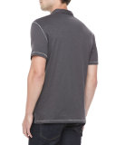 Short Sleeve Peace-Sign Polo, Dark Gray