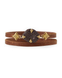 Old World Leather Double-Wrap Bracelet with Diamonds