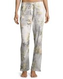 Blaze of Blossom Lounge Pants, Blue Pattern