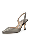Carolyne Leather Mid-Heel Halter Pump, Anthracite