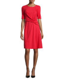 Short-Sleeve Twisted-Front Dress
