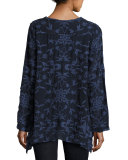 Lonny Handkerchief Tab-Sleeve Georgette Tunic, Plus Size  