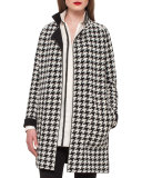 Reversible Houndstooth Cashmere Coat, Black/Moonstone