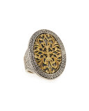 Silver & 18k Gold Filigree Top Oval Ring